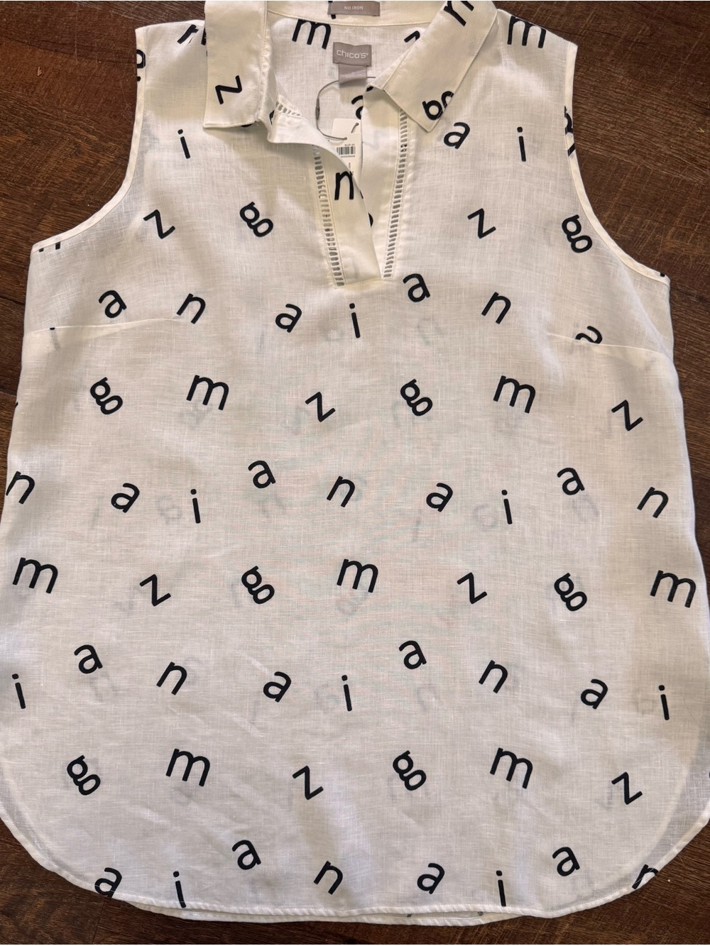Chico's No Iron 100% Linen Sleeveless Tunic Top NWT Size 2 12/14 Large